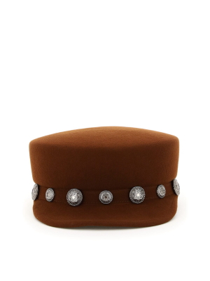 Maison Michel Abby Button-embellished Sailor Cap