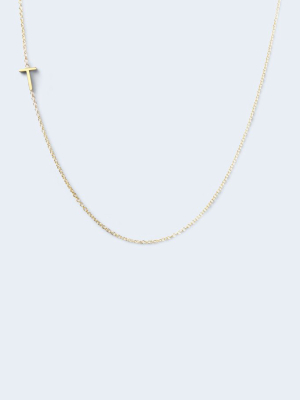 "t" Alphabet Letter Necklace In Yellow Gold