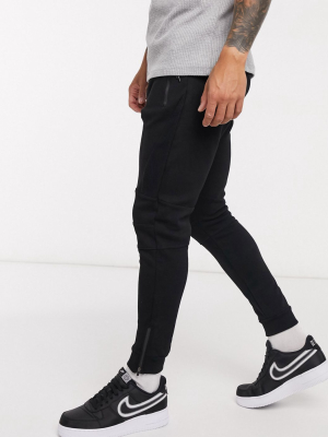 Bershka Pique Sweatpants In Black