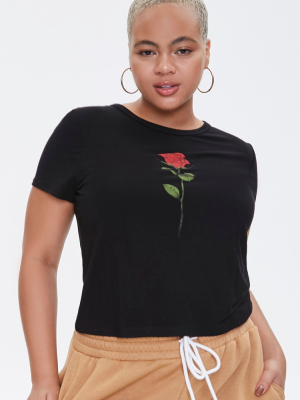 Plus Size Rose Graphic Tee