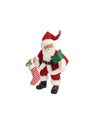 Kurt Adler 16" Kringle Klaus Santa With Book And Stocking