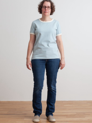 Ringer Tee - Solid Pale Blue