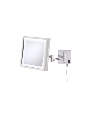 Square Single-sided Led Lighted Wall Magnified Makeup Bathroom Mirror Polished Nickel - Aptations