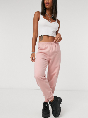 Topshop Shirred-waist Sweatpants In Pink