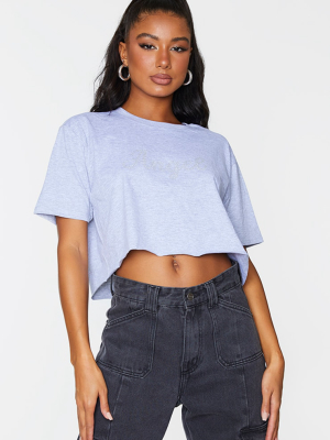 Grey Angel Diamante Hot Fix Crop T Shirt