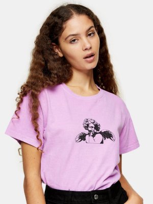 Topshop Cherub Motif T-shirt In Purple