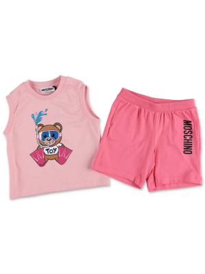 Moschino Kids Teddy Bear Printed Two-piece Set