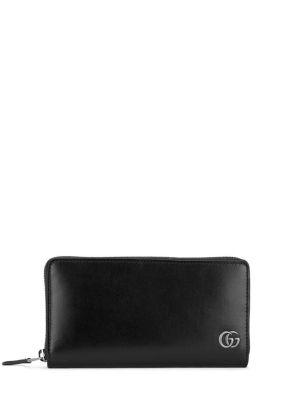 Gg Marmont Leather Zip Wallet