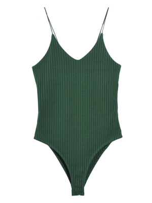 'ebele' Ribbed V-neck Bodysuit (2 Colors)