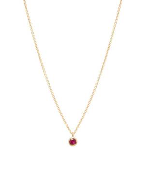 14k Single Ruby Pendant Necklace | July Birthstone