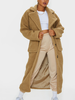 Petite Camel Maxi Borg Coat