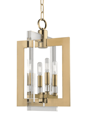 Wellington 4 Light Pendant Aged Brass