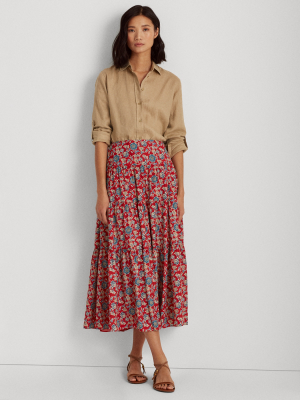 Floral Tiered Peasant Skirt