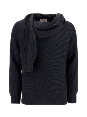 Alexander Mcqueen Scarf Detail Rib-knit Jumper