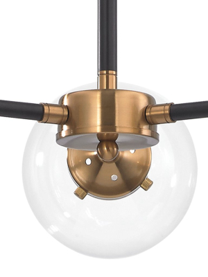 Boudreaux 3-light Chandelier In Antique Gold And Matte Black With Sphere-shaped Glass