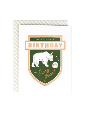 Beary Great Birthday Badge Card - Ah5