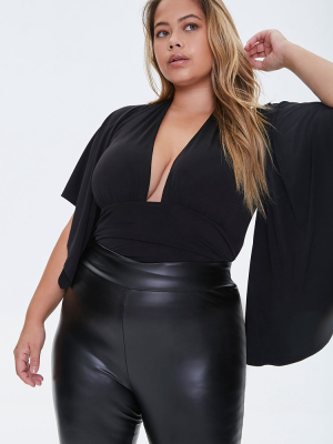 Plus Size Batwing-sleeve Bodysuit