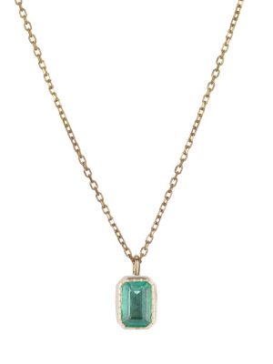 Emerald Cut Emerald Wisp Necklace