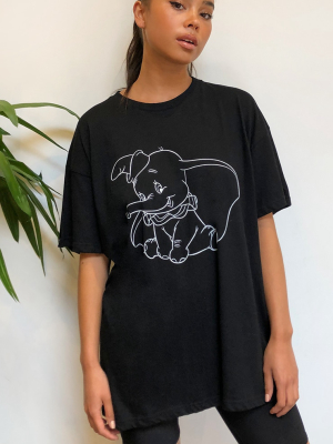 Black Disney Dumbo Printed T Shirt