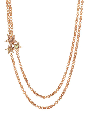 Istanbul Tourmaline Double Chain Necklace - Rose Gold