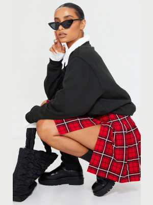 Red Tartan Check Tennis Skirt