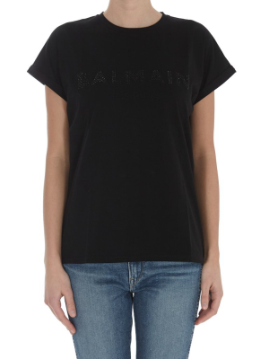 Balmain Rhinestone-embellished Logo T-shirt