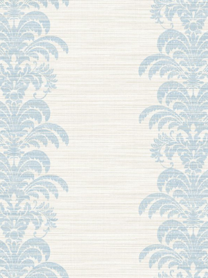 Palm Frond Stripe Stringcloth Wallpaper In Blue Frost And Bone White From The Luxe Retreat Collection By Seabrook Wallcoverings