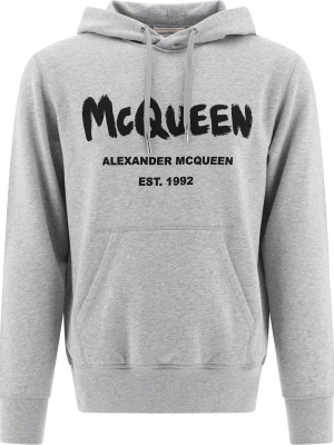 Alexander Mcqueen Graffiti Logo Print Hoodie