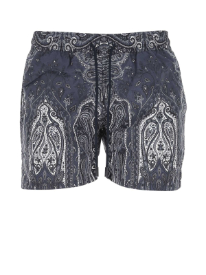 Etro Paisley Print Drawstring Swim Shorts