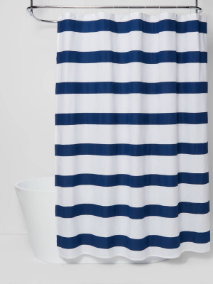 Rugby Stripe Shower Curtain White/blue Cool - Room Essentials™