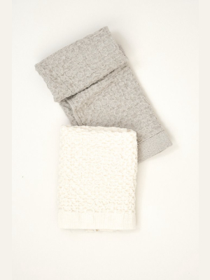 Lattice Cotton/linen Washcloth In Ice Grey