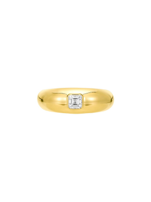 Asscher Diamond Dome Band - Yellow Gold