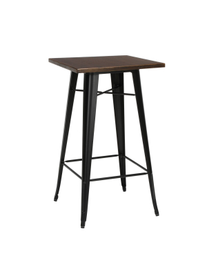 24" Modern Square Bar Table With Galvanized Steel Body And Footring - Ofm