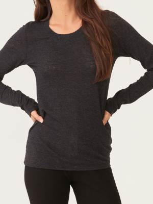 Textured Tri-blend Fitted Long Sleeve Crew