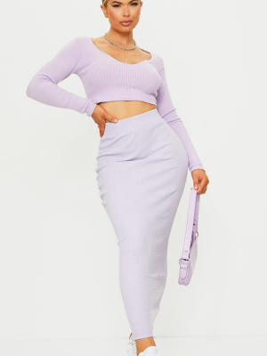 Lilac Ribbed Midaxi Skirt