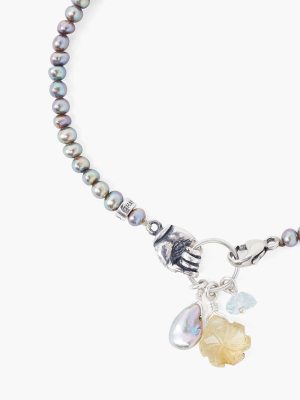 Aquamarine & Pearl Mano Bracelet
