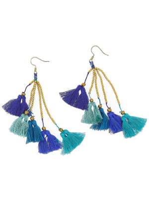 Dara Tassel Earrings, Peacock