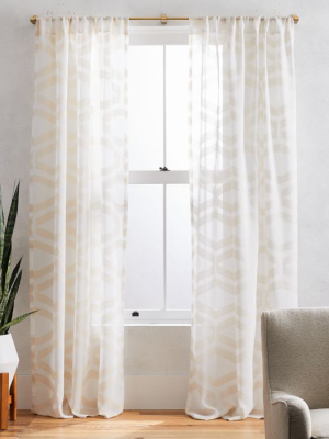 Semi-sheer Clipped Jacquard Curtain - Ivory