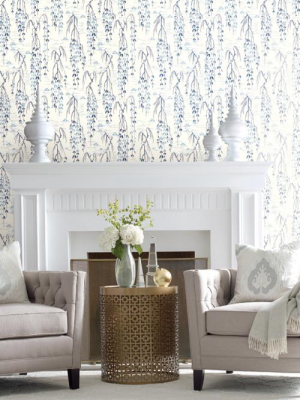 Willow Branches Wallpaper In Blue And White From The Tea Garden Collection By Ronald Redding For York Wallcoverings