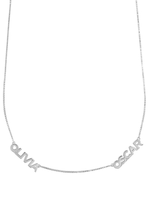 Sterling Silver Double Name Necklace With Classic Box Chain