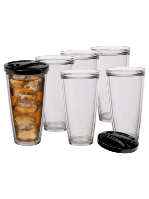 Creativeware 22oz Acrylic Insulated Tumblers With Lid - Set Of 6