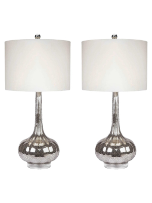 Set Of 2 Michelle Antique Glass Table Lamp Silver - Abbyson Living