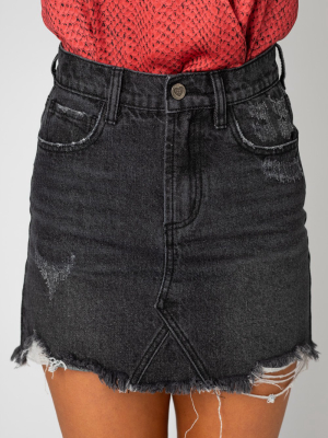 Buddylove Sharon Distressed Denim Mini Skirt - Grey