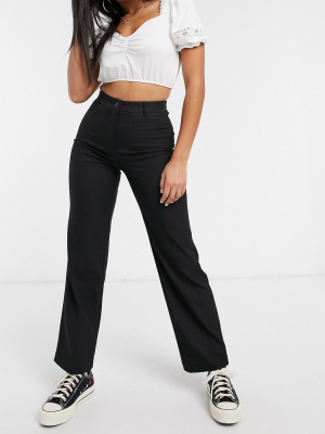 Monki Stacy Flared Pants In Black