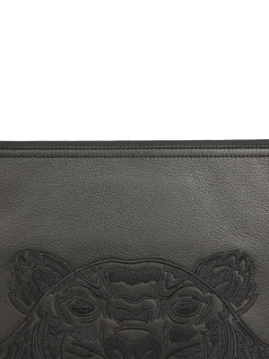 Kenzo Kampus Tiger Motif Embroidered Large Clutch Bag