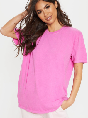 Neon Pink Washed Oversized T Shirt