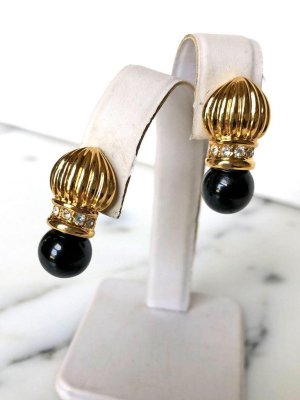 Vintage Gold And Black Statement Earrings