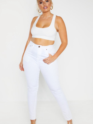 Plus White High Waisted Skinny Jean