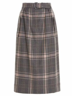 Alberta Ferretti Belted Tartan Skirt