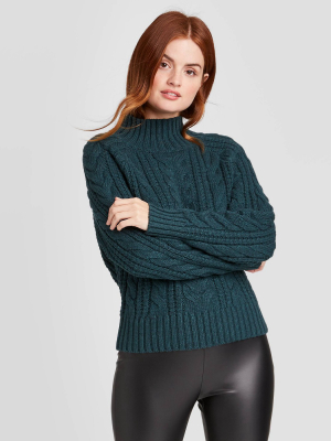 Women's Cable Turtleneck Pullover Sweater - A New Day™